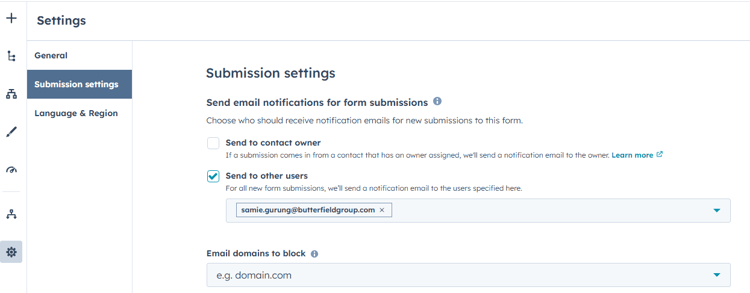HS-RSVP Form settings